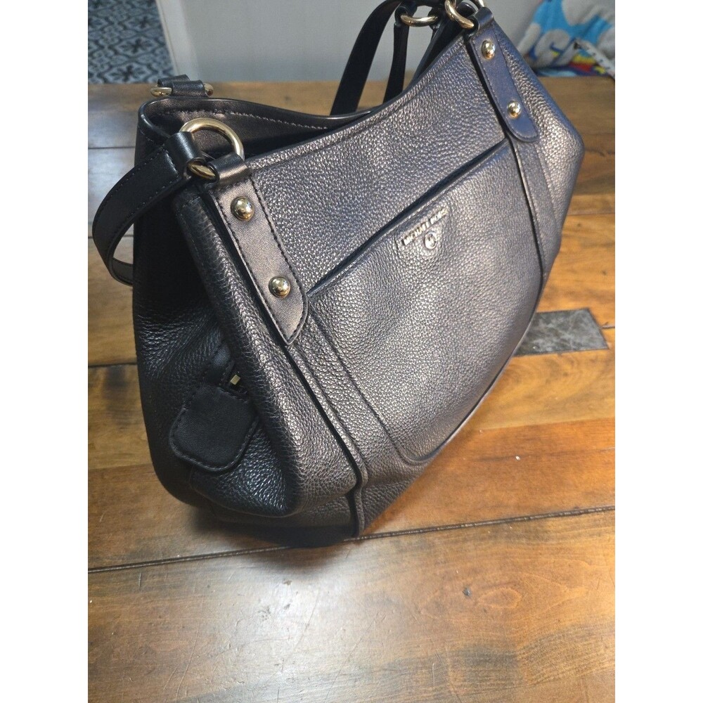 Michael Kors Molly Large Pebbled Leather Shoulder Tote Black Purse 30S2G6ME3L - Picture 2 of 9
